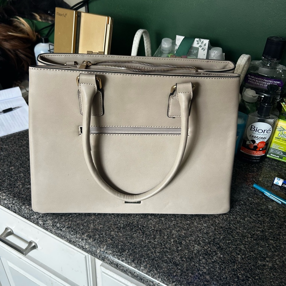 Aldo Beige Structured Tote with Dual Handles